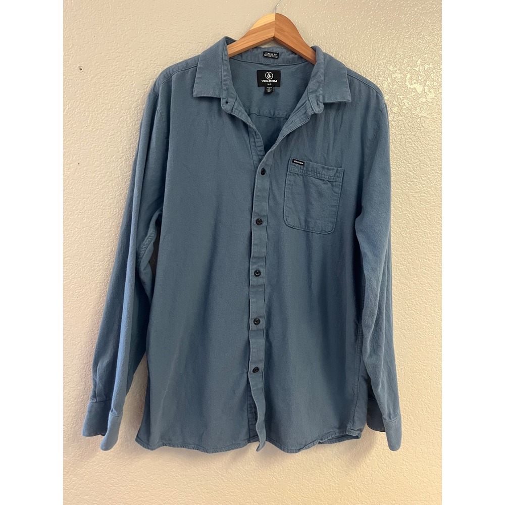 Volcom Mens Classic Fit Flannel Button Down Shirt Blue XL A0532204